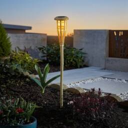 Garden Greatness Solar Flaming Bamboo Tiki Garden Torch in Natural - Size: 1 Pack