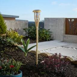 Garden Greatness Solar Flaming Bamboo Tiki Garden Torch in Natural - Size: 1 Pack - thumbnail 2