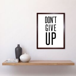 "Artery8 Wall Art Print Exercise Inspiration Don't Give Up Exercise Work Out Motivation Gym Aesthetic Art Framed in Brown - Size: W12"" x H16""" - thumbnail 2