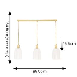 ValueLights Kira Glass Cloche Dome 3 Drop Bar Diner Ceiling Pendant Light & Bulbs in Gold - thumbnail 8