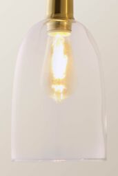 ValueLights Kira Glass Cloche Dome 3 Drop Bar Diner Ceiling Pendant Light & Bulbs in Gold - thumbnail 4