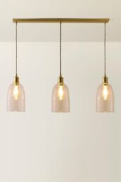 ValueLights Kira Glass Cloche Dome 3 Drop Bar Diner Ceiling Pendant Light & Bulbs in Gold - thumbnail 3
