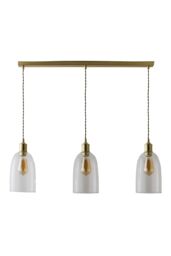 ValueLights Kira Glass Cloche Dome 3 Drop Bar Diner Ceiling Pendant Light & Bulbs in Gold - thumbnail 6
