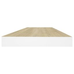 Berkfield Home Floating Wall Shelves 2 pcs Oak & White 60x23.5x3.8 cm MDF in Brown - thumbnail 6