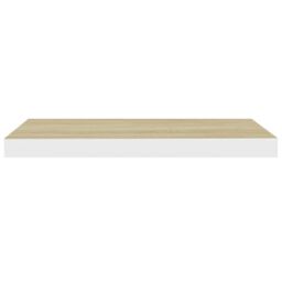 Berkfield Home Floating Wall Shelves 2 pcs Oak & White 60x23.5x3.8 cm MDF in Brown - thumbnail 5