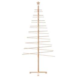 Berkfield Home Wooden Christmas Tree for Decoration 210 cm Solid Wood Pine in Brown - thumbnail 3