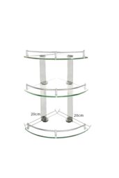 Living and Home 3-Tier Wall Mounted Corner Tempered Glass Shower Shelf Caddy with Rail Bathroom in Silver - thumbnail 3