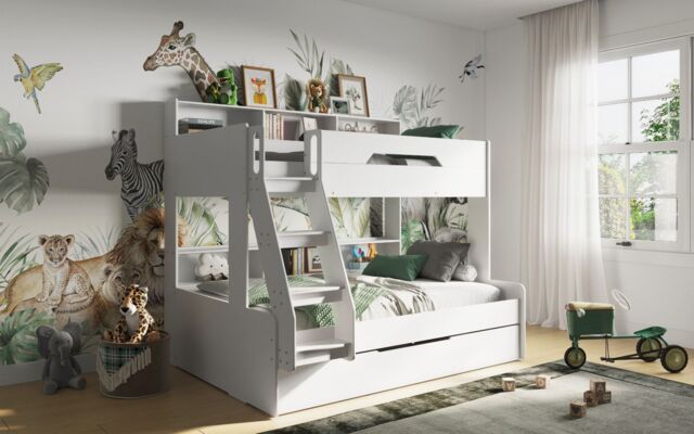 Flair Interstellar Triple Bunk Bed in White - Size: Single - image 1