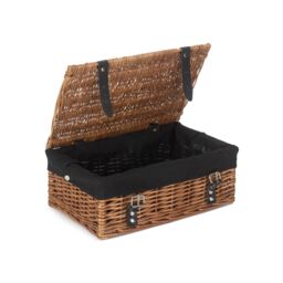Red Hamper Wicker Double Steamed Black Lining 35cm Empty Hamper Basket in Brown - thumbnail 1