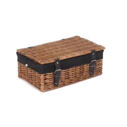 Red Hamper Wicker Double Steamed Black Lining 35cm Empty Hamper Basket in Brown - thumbnail 2
