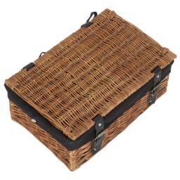 Red Hamper Wicker Double Steamed Black Lining 35cm Empty Hamper Basket in Brown - thumbnail 3