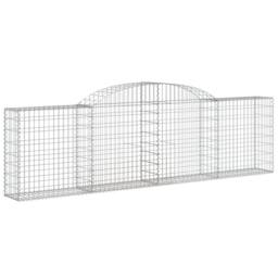 Berkfield Home Decorative Arched Gabion Basket 300x30x80/100 cm Galvanised Iron in Silver - thumbnail 3