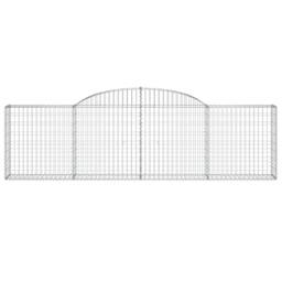 Berkfield Home Decorative Arched Gabion Basket 300x30x80/100 cm Galvanised Iron in Silver - thumbnail 1