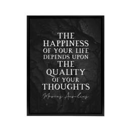 "Artery8 Marcus Aurelius Happiness Slate Quote Framed Canvas Wall Art Print in Grey - Size: W12"" x H16""" - thumbnail 1