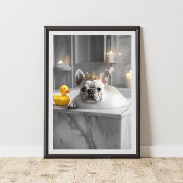 60 SECOND MAKEOVER French Bulldog Crown Rubber Duck Animal Print - Size: A3 - image 1
