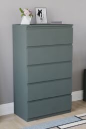 Home Discount Vida Designs Denver 5 Drawer Chest of Drawers Storage in Green - thumbnail 1
