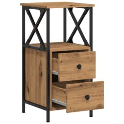 Berkfield Home Bedside Cabinets 2 pcs Artisan Oak 34x35.5x70 cm Engineered Wood in Brown - thumbnail 8