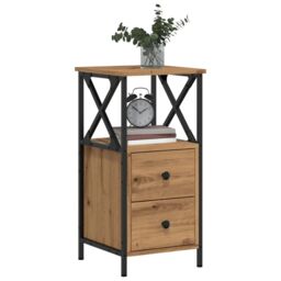 Berkfield Home Bedside Cabinets 2 pcs Artisan Oak 34x35.5x70 cm Engineered Wood in Brown - thumbnail 1