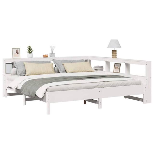 Berkfield Home Decorative Bookcase Bed without Mattress White 180x200 cm Solid W - Size: Super King - image 1