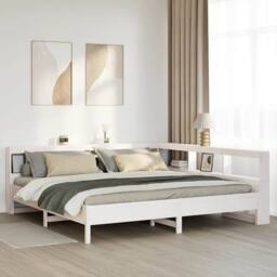 Berkfield Home Decorative Bookcase Bed without Mattress White 180x200 cm Solid W - Size: Super King - thumbnail 2