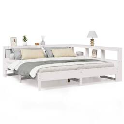 Berkfield Home Decorative Bookcase Bed without Mattress White 180x200 cm Solid W - Size: Super King - thumbnail 3