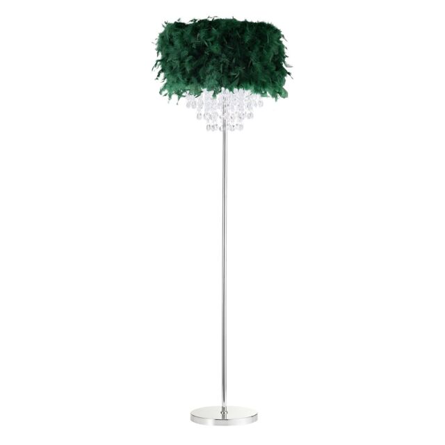 Happy Homewares Modern Chandelier Feather Floor Lamp with Waterfall Acrylic Droplets in Green - image 1