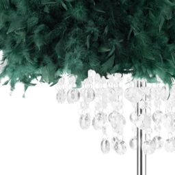 Happy Homewares Modern Chandelier Feather Floor Lamp with Waterfall Acrylic Droplets in Green - thumbnail 3