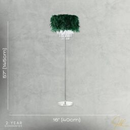 Happy Homewares Modern Chandelier Feather Floor Lamp with Waterfall Acrylic Droplets in Green - thumbnail 5