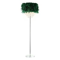 Happy Homewares Modern Chandelier Feather Floor Lamp with Waterfall Acrylic Droplets in Green - thumbnail 2