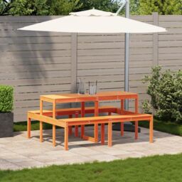 Berkfield Home Picnic Table Wax Brown 160x134x75 cm Solid Wood Pine - Size: 160 x 134 x 75 cm - thumbnail 3