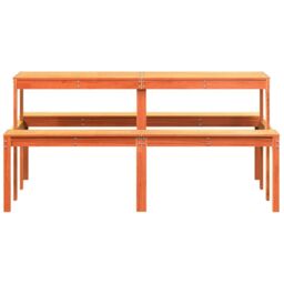 Berkfield Home Picnic Table Wax Brown 160x134x75 cm Solid Wood Pine - Size: 160 x 134 x 75 cm - thumbnail 4