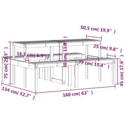 Berkfield Home Picnic Table Wax Brown 160x134x75 cm Solid Wood Pine - Size: 160 x 134 x 75 cm - thumbnail 9