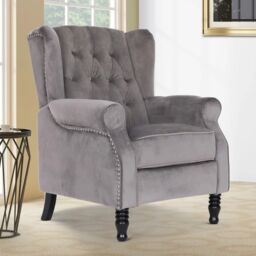 SquareBoxx Windsor Pushback Recliner Chair in Grey - thumbnail 1