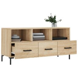 Berkfield Home TV Cabinet Sonoma Oak 102x36x50 cm Engineered Wood in Brown - Size: 102 x 36 x 50 cm - thumbnail 4