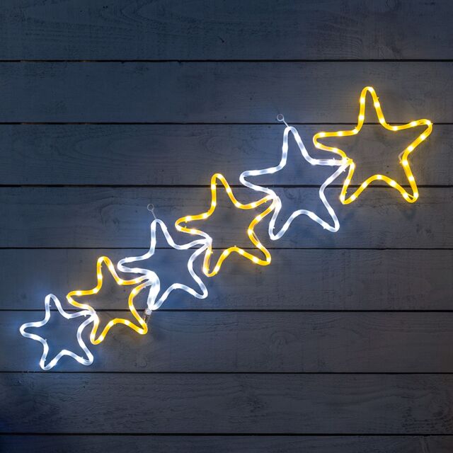 Christow Star Rope Light Outdoor Christmas Decoration LED Xmas Wall Silhouette 106cm in Cream - image 1