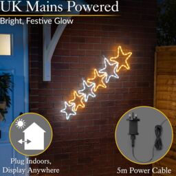 Christow Star Rope Light Outdoor Christmas Decoration LED Xmas Wall Silhouette 106cm in Cream - thumbnail 6