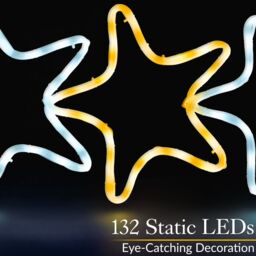 Christow Star Rope Light Outdoor Christmas Decoration LED Xmas Wall Silhouette 106cm in Cream - thumbnail 4
