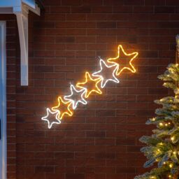 Christow Star Rope Light Outdoor Christmas Decoration LED Xmas Wall Silhouette 106cm in Cream - thumbnail 2