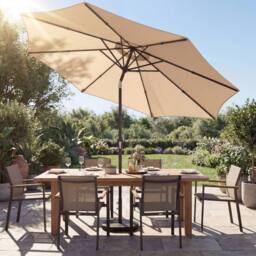 OUTSUNNY 2.7 m Garden Parasol Umbrella with Cross Base, Sandbag in Khaki - Size: 3m - thumbnail 1
