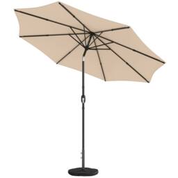 OUTSUNNY 2.7 m Garden Parasol Umbrella with Cross Base, Sandbag in Khaki - Size: 3m - thumbnail 2