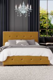 Laurence Llewelyn-Bowen Hesper Ottoman Storage Bed in Plush Velvet Fabric, Custom Made in Mustard - Size: Double - thumbnail 2