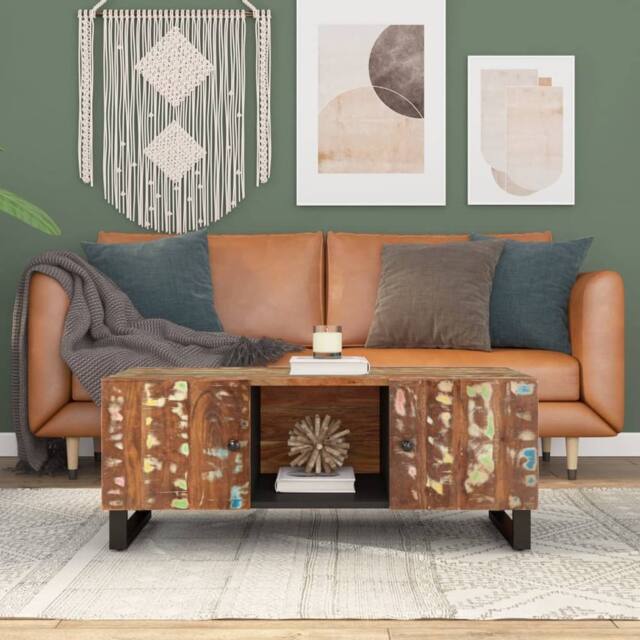 Berkfield Home Coffee Table 100x54x40 cm Solid Wood Reclaimed&Engineered Wood in Brown - Size: 100 x 54 x 40 cm - image 1