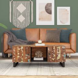 Berkfield Home Coffee Table 100x54x40 cm Solid Wood Reclaimed&Engineered Wood in Brown - Size: 100 x 54 x 40 cm - thumbnail 1