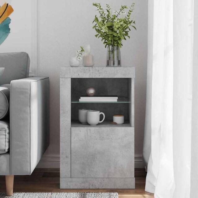 Berkfield Home Side Cabinet with LED Lights Concrete Grey Engineered Wood - image 1