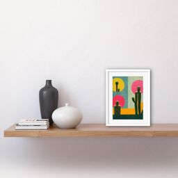 "Artery8 Wall Art Print Surreal Pop Art Cholla Desert Cactus Artwork Framed 9X7 Inch in White - Size: W7"" x H9""" - thumbnail 2