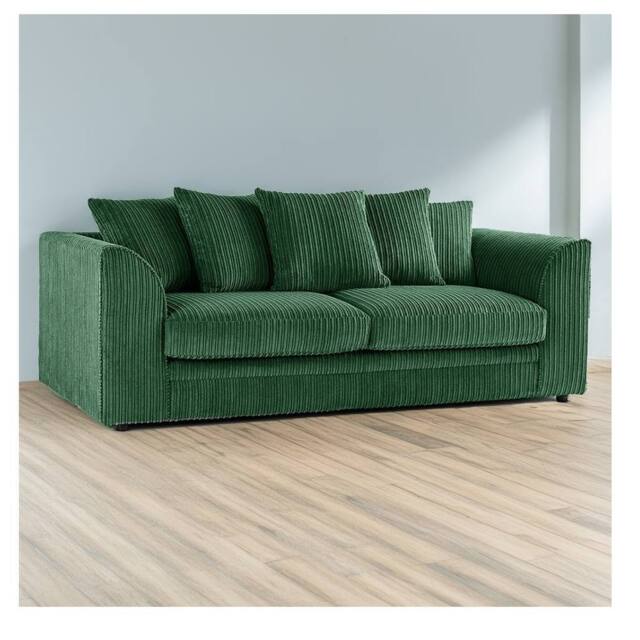 Furniture 786 Hannah Jumbo Cord 3 Seater Sofa in Green - image 1