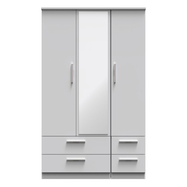 Ready Assembled 2 U Windsor Triple 2 Drawer Mirror + Drawer Wardrobe (Ready Assembled) in Mid Grey - image 1