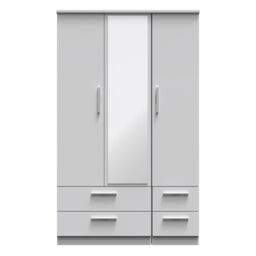 Ready Assembled 2 U Windsor Triple 2 Drawer Mirror + Drawer Wardrobe (Ready Assembled) in Mid Grey - thumbnail 1