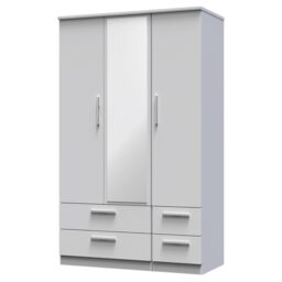 Ready Assembled 2 U Windsor Triple 2 Drawer Mirror + Drawer Wardrobe (Ready Assembled) in Mid Grey - thumbnail 3