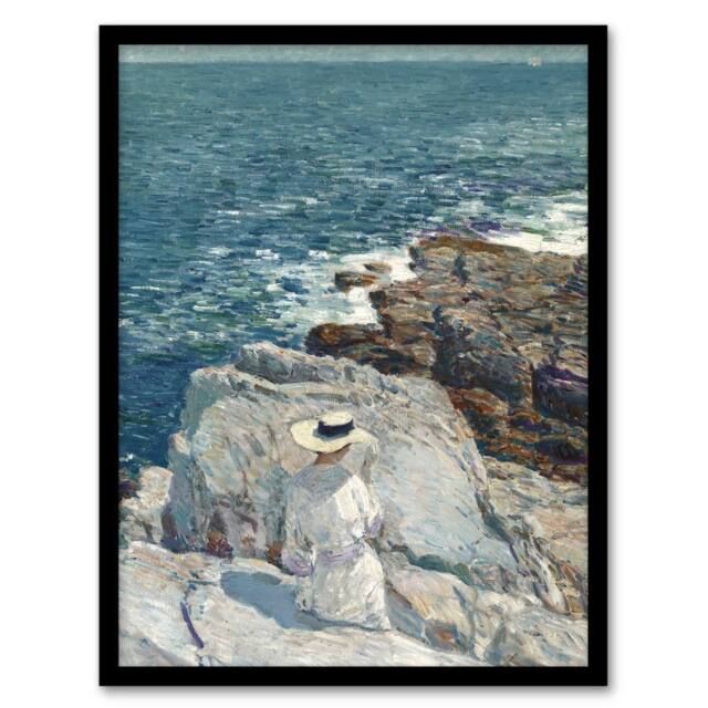 Artery8 South Ledges Rocky Coastal Landscape Hassam Framed Wall Art Print - Size: A4 - image 1